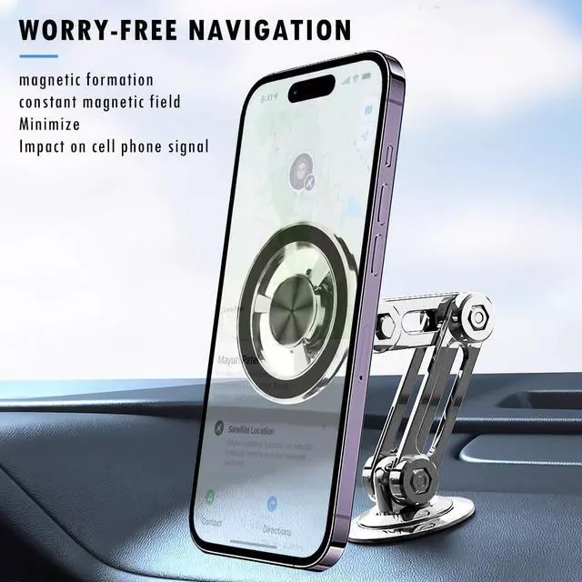 Alt view image 4 of 7 - Universal 360° Pro - 2025 New Magnetic Suction Car Phone Holder Hands Free Automobile Mounts Cell Phone Holder with Metal Ring Adjustable Cell Phone Mount for All Mobile Phones