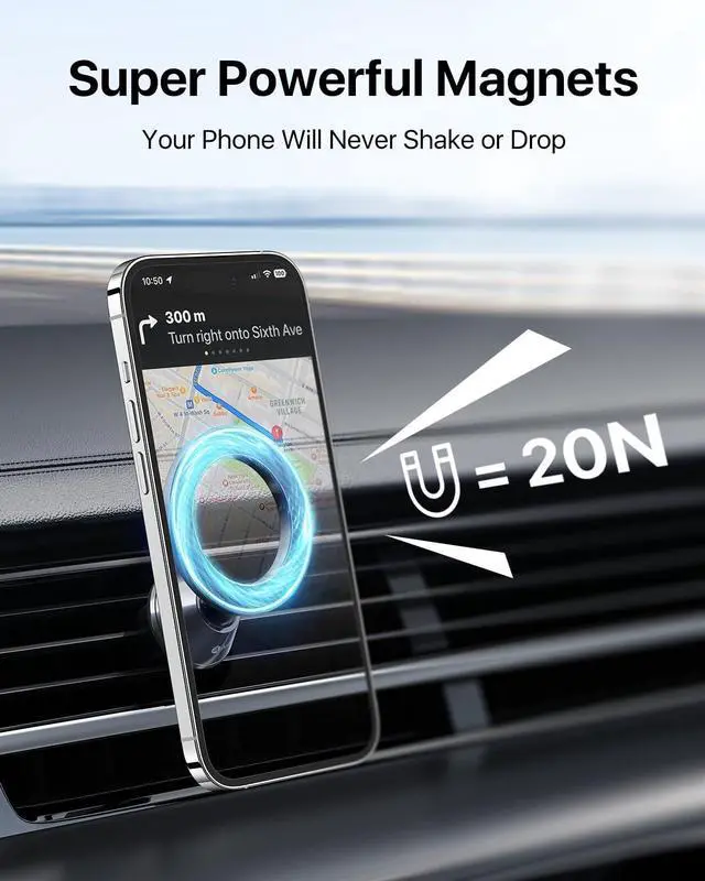 Alt view image 2 of 7 - andobil for Magsafe Car Mount [Strongest Magnet, Easy Installation] All Metal Magnetic Car Phone Holder for Samsung Galaxy S25, 360° Air Vent Car Phone Mount, Fits for iPhone 16/15, and MagSafe Cases