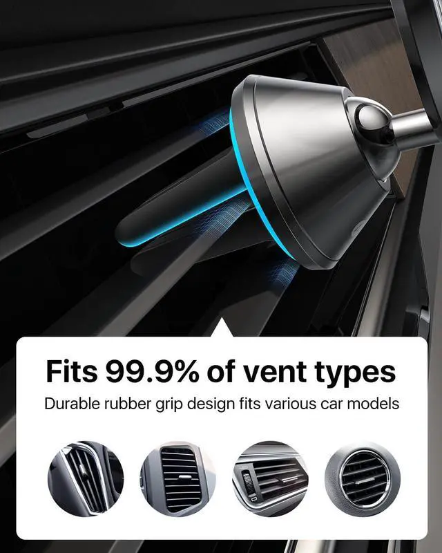 Alt view image 6 of 7 - andobil for Magsafe Car Mount [Strongest Magnet, Easy Installation] All Metal Magnetic Car Phone Holder for Samsung Galaxy S25, 360° Air Vent Car Phone Mount, Fits for iPhone 16/15, and MagSafe Cases