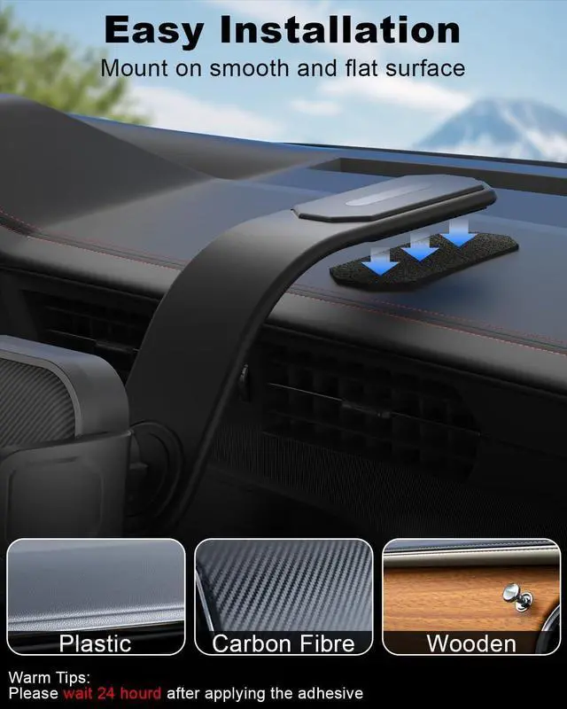 Alt view image 3 of 7 - Universal Dashboard Phone Holder - Super Stable Car Mount, Bendable Titanium Alloy, Compatible with iPhone & Android Smartphones