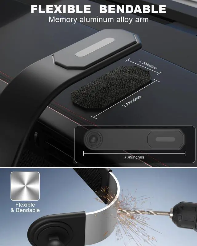Alt view image 6 of 7 - Universal Dashboard Phone Holder - Super Stable Car Mount, Bendable Titanium Alloy, Compatible with iPhone & Android Smartphones