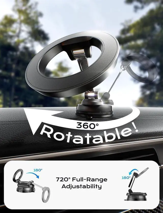 Alt view image 2 of 7 - Car Phone Holder for Magsafe,Ultra Magnetic and Strong Suction 360° Adjustable Car Phone Mount,Portable Magnetic Cell Phone Holders for Your Car for iPhone16/15/14/13/12 Series