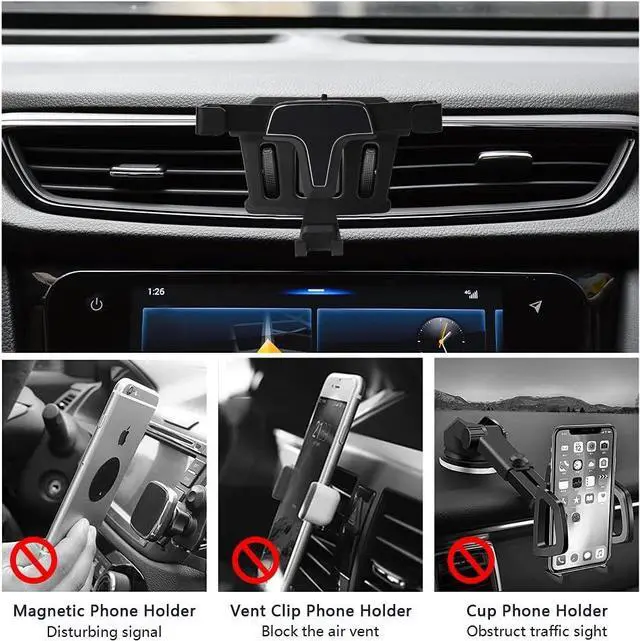 Alt view image 3 of 6 - 1797 Phone Mount Holder fit for Nissan Rogue Accessories 2014-2020 Car Cellphone Cradle Air Outlet Hazard Button Gravity Upgraded Dash Navigation Black