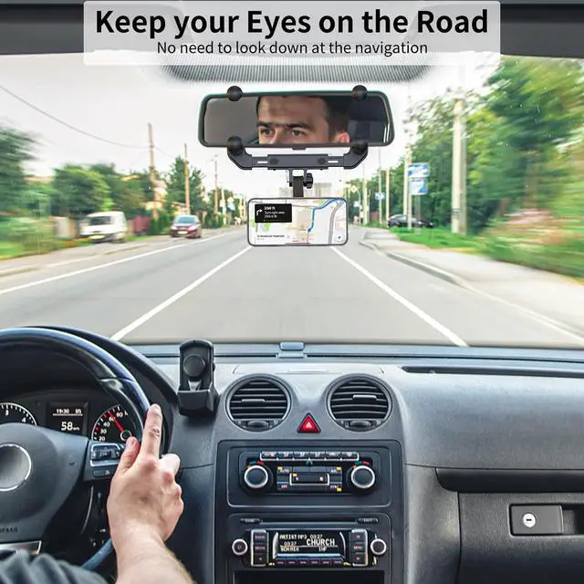 Alt view image 7 of 7 - VRIG MG-15 Magnetic Rear View Mirror Phone Holder for car [Big Rear Mirrors Friendly],Magsafe Hands Free 360 Rotating Strong Magnet Cell Phone Mount Fit for iPhone 16/1514/13/12 Series