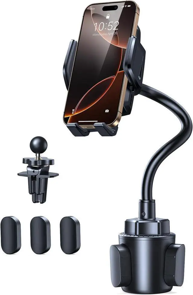 Main image of Universal Car Cup Phone Holder  Adjustable Cradle Car Mount with Air Vent Phone Mount & Extra Grip Pads for iPhone  All Smartphone