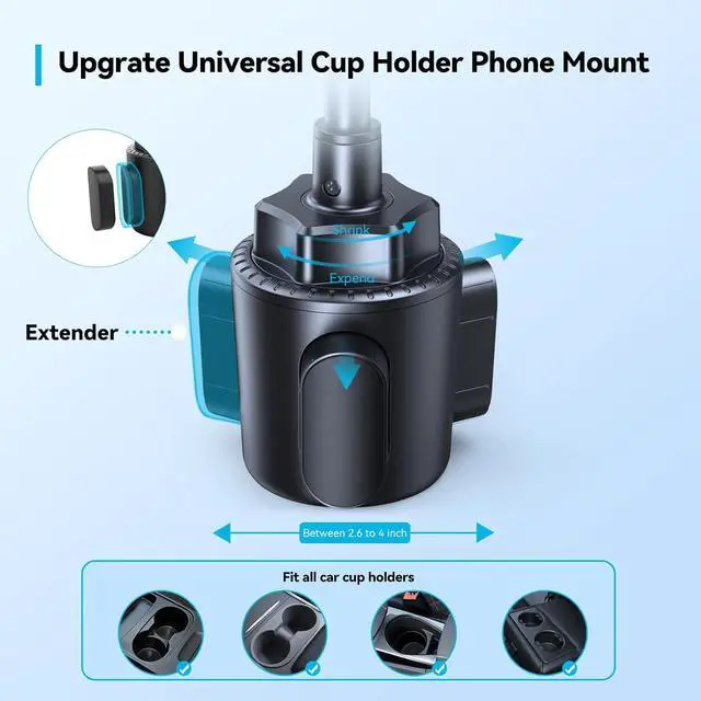 Alt view image 4 of 7 - Universal Car Cup Phone Holder  Adjustable Cradle Car Mount with Air Vent Phone Mount & Extra Grip Pads for iPhone  All Smartphone