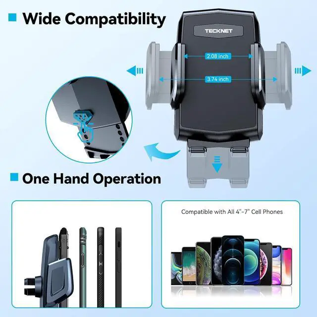 Alt view image 7 of 7 - Universal Car Cup Phone Holder  Adjustable Cradle Car Mount with Air Vent Phone Mount & Extra Grip Pads for iPhone  All Smartphone