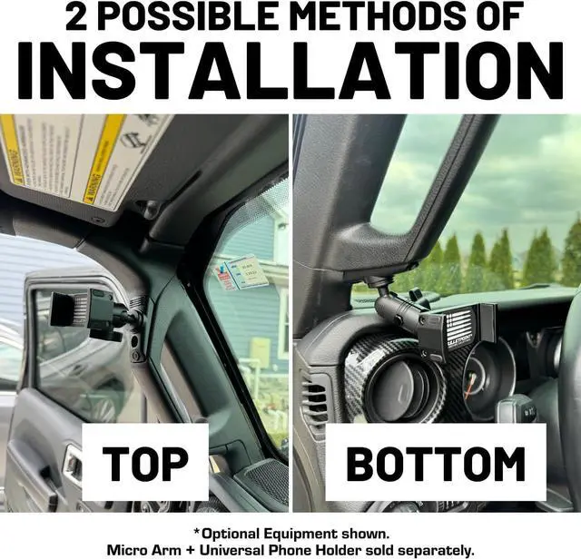 Alt view image 4 of 7 - Bulletpoint Mounting Solutions A-Pillar Device Mount with 20mm Ball Compatible with 2018-2023 Jeep Wrangler JL & 2020-2023 Jeep Gladiator