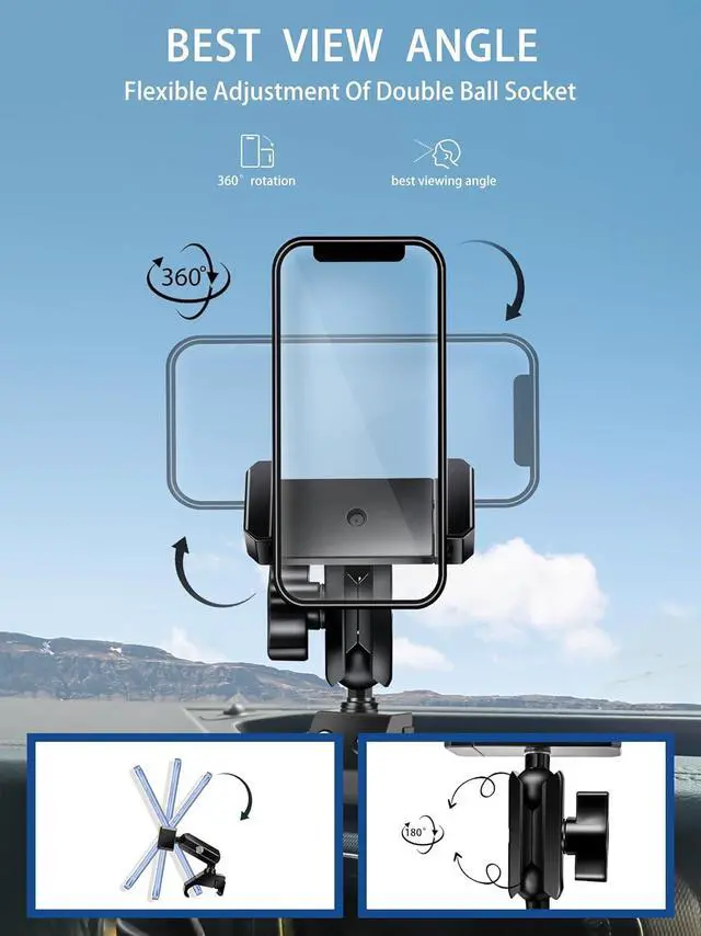 Alt view image 4 of 7 - Nilkatss Aluminum Alloys Phone Mount for Jeep Wrangler 2018-2023 JL JLU 4xe&2020-2023 Gladiator JT,Camera Friendly forJeep Wrangler Phone Mount Compatible with 4.7" to 6.8" Smartphone