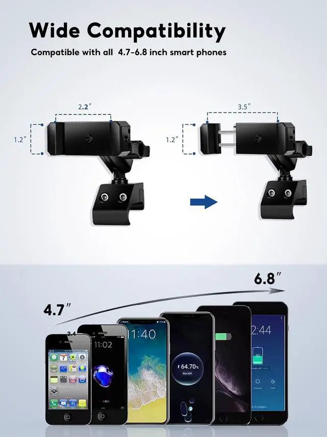 Alt view image 5 of 7 - Nilkatss Aluminum Alloys Phone Mount for Jeep Wrangler 2018-2023 JL JLU 4xe&2020-2023 Gladiator JT,Camera Friendly forJeep Wrangler Phone Mount Compatible with 4.7" to 6.8" Smartphone