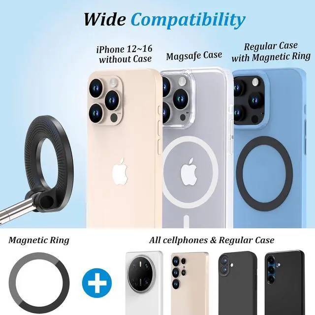 Alt view image 6 of 7 - PlusAcc Vacuum Magnetic Phone Holder for Car - Suction Cup Phone Mount 360° Rotatable Foldable Portable Strong Magnet Stand for iPhone 16/15/14/13 in Gym, Mirror, Smooth Surface, All Vehicles