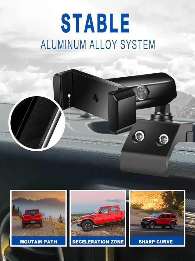 Alt view image 7 of 7 - Nilkatss Aluminum Alloys Phone Mount for Jeep Wrangler 2018-2023 JL JLU 4xe&2020-2023 Gladiator JT,Camera Friendly forJeep Wrangler Phone Mount Compatible with 4.7" to 6.8" Smartphone