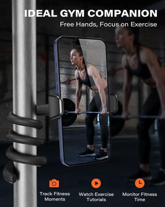 Alt view image 2 of 7 - OQTIQ Universal Gym Phone Holder for Trendmill, Peloton, Adjustable Gooseneck Phone Mount for Stroller, Shopping Cart, Flexible Phone Holder for 4.7-6.9" Smartphones