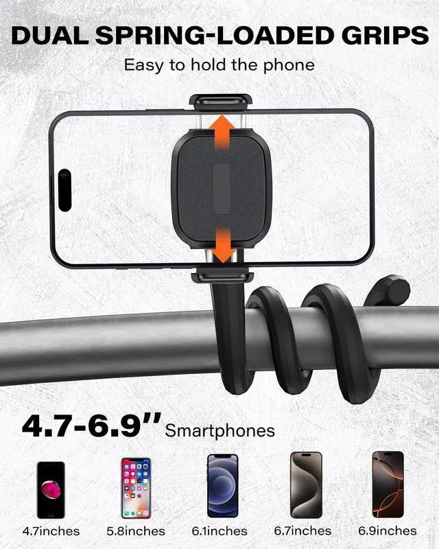 Alt view image 6 of 7 - OQTIQ Universal Gym Phone Holder for Trendmill, Peloton, Adjustable Gooseneck Phone Mount for Stroller, Shopping Cart, Flexible Phone Holder for 4.7-6.9" Smartphones
