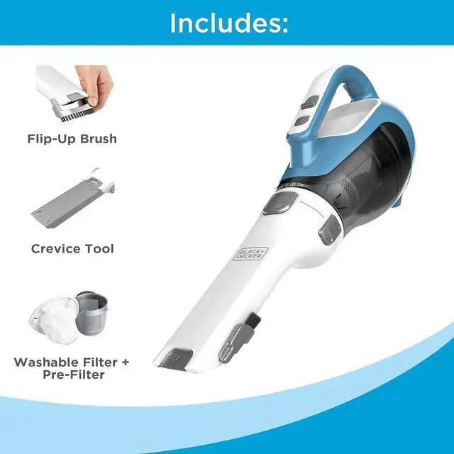 Alt view image 2 of 7 - BLACK+DECKER dustbuster AdvancedClean Cordless Handheld Vacuum, Compact Home and Car Vacuum with Crevice Tool (CHV1410L)