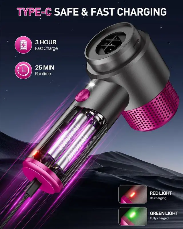 Alt view image 6 of 7 - EYYA Handheld Car Vacuum Cleaner Cordless, 15000PA High Power Car Vacuum Cleaner & Air Duster, 4-in-1 Portable Mini Car Vacuum Cleaner with LED Light, Hand Held Vacuum Cleaner for Car Home Office