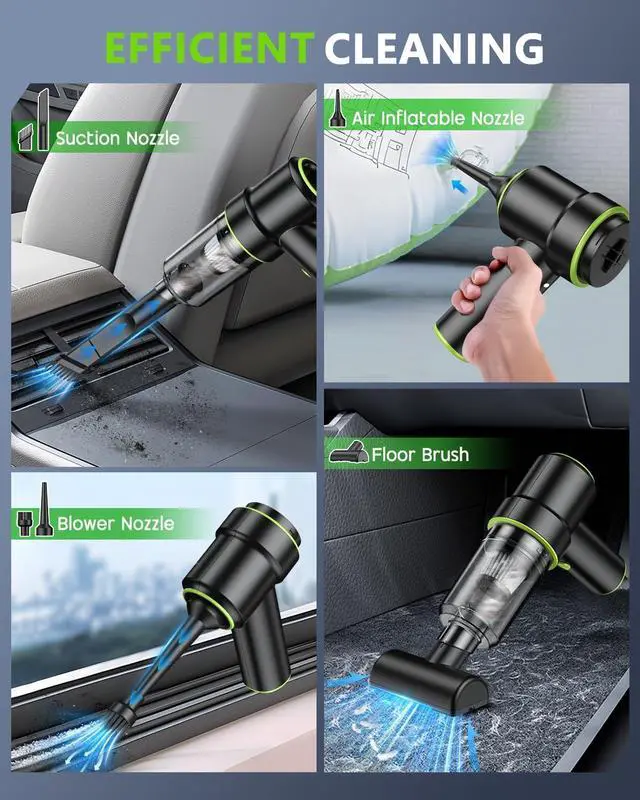 Alt view image 5 of 7 - CODN Handheld Car Vacuum Portable Cordless 12000PA, 2 in 1 Handheld Vacuum Cleaner and Air Duster with Multi-Nozzles and LED Light, Mini Hand Held Vacuum Rechargeable for Home, Car, Office, Pet Hair