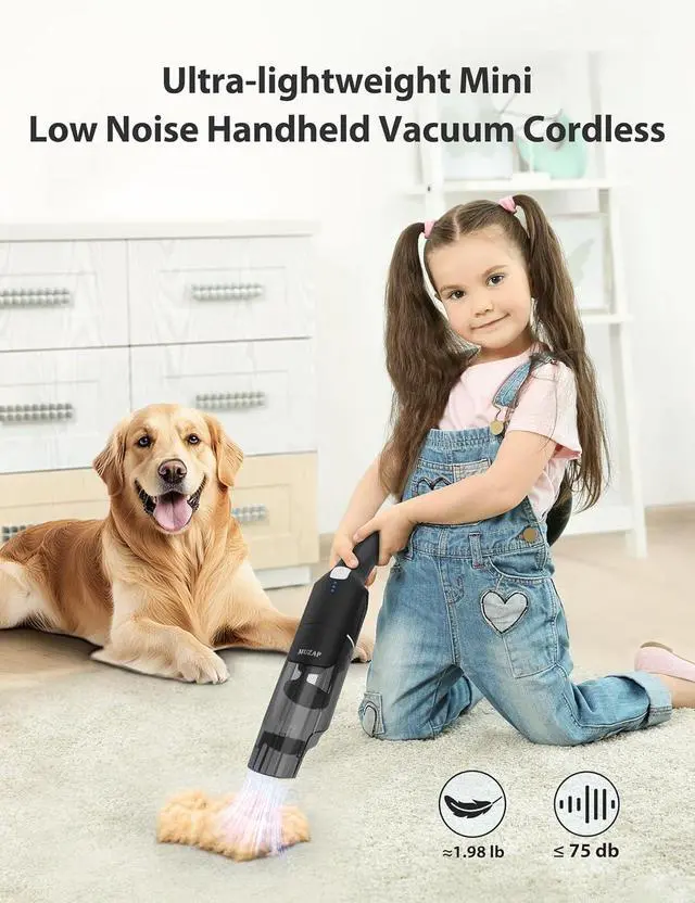 Alt view image 7 of 7 - Handheld Vacuum Cleaner, Cordless & Rechargeable, 15KPa Powerful Suction, 30-Min Runtime, 500ML Dust Cup, for Pet Hair/Car/Home