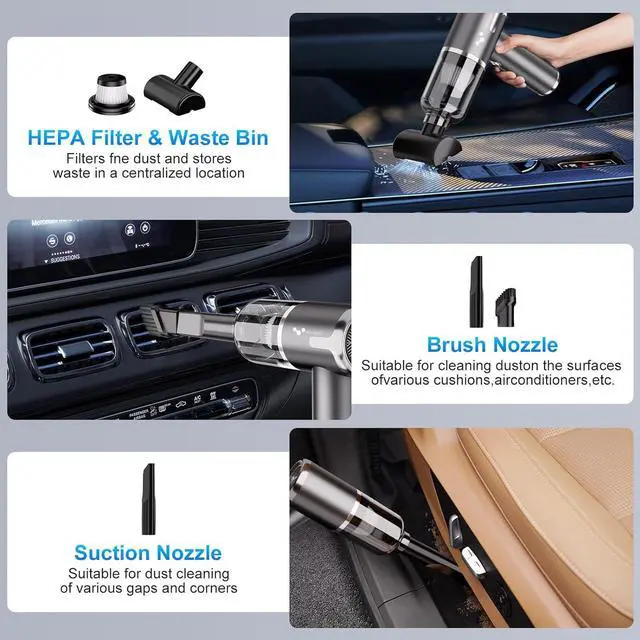 Alt view image 3 of 7 - helloleiboo Mini Vacuum Cleaner 8000PA Handheld Vacuum Cordless 3 in 1 Portable Car Vacuum Rechargeable Handheld Car Vacuum Cleaner Dust Collector Blower Hand Pump for Home