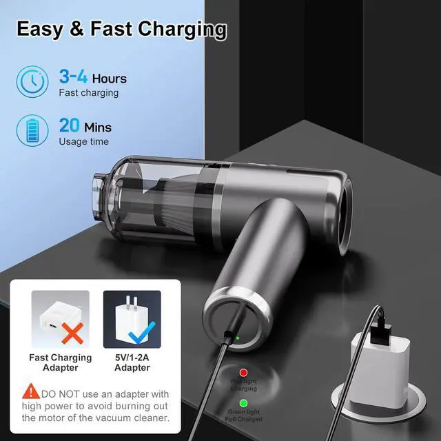 Alt view image 5 of 7 - helloleiboo Mini Vacuum Cleaner 8000PA Handheld Vacuum Cordless 3 in 1 Portable Car Vacuum Rechargeable Handheld Car Vacuum Cleaner Dust Collector Blower Hand Pump for Home