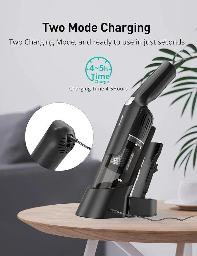 Alt view image 3 of 7 - Aspiron Cordless Handheld Vacuum, 15KPA Powerful Car Vacuum, Rechargeable, Charging Dock, Ergonomic Handle, 2-in-1 Crevice Tool, 1.8lb Portable Vacuum Cleaner with 2-Speed for Car, Home, Black Silver