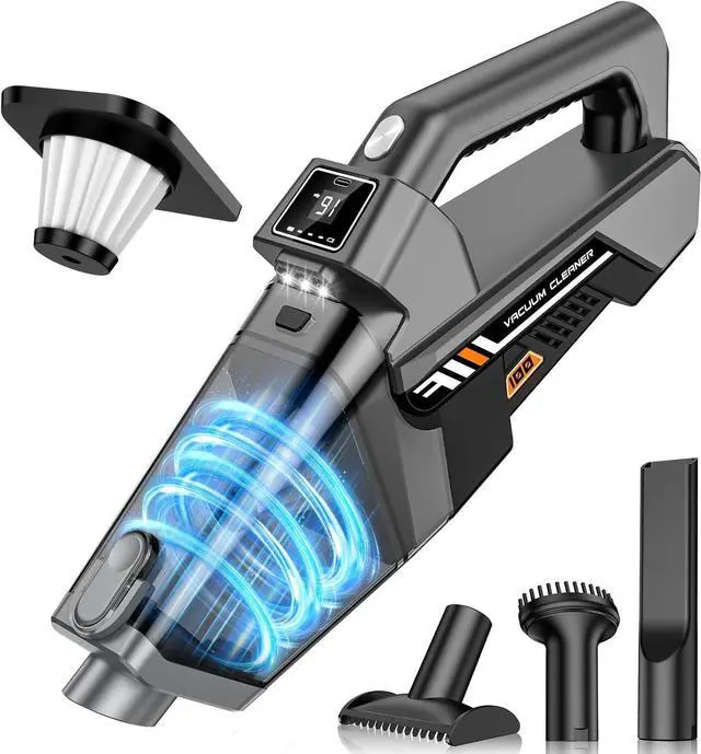 Main image of EYYA Handheld Vacuum Cordless, 16KPA Powerful Suction Hand Held Vacuum Cleaner Dust Busters Cordless Rechargeable, HD Display & 3 LED Lights, Portable Vacuum for Car, Home, Pet Hair