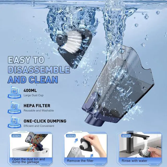 Alt view image 6 of 7 - JONYJ Handheld Vacuum Cordless, 16000PA High Power Car Vacuum Cleaner, Portable Hand Held Vacuum Cleaner with LED Light & Multi-Nozzles, Dust Buster Rechargeable for Home, Car, Office, Pets