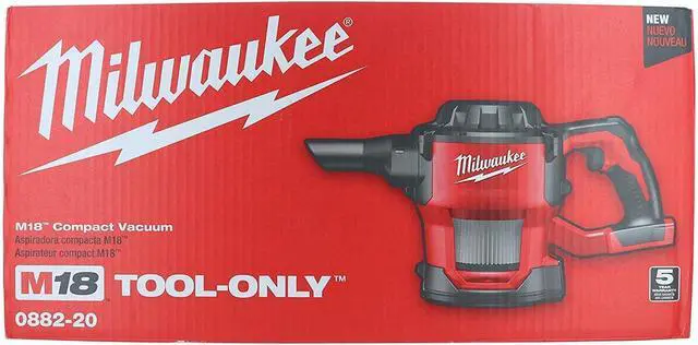 Alt view image 2 of 7 - Milwaukee 0882-20 Filter M18 18V Cordless Lithium-ion Compact Vacuum, Hand Held 40 CFM (Complete Set), with Bonus Premium Microfiber Cleaner Bundle
