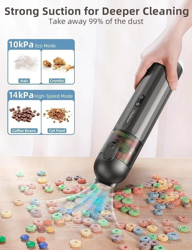 Alt view image 2 of 7 - Chuboor Handheld Car Vacuum Cleaner, 14,000Pa Cordless Vacuum Cordless Rechargeable, 120 WPowerful Mini Hand Vacuum with Multifunctional Nozzle for Car, Home, Office, Pet Hair (Brown)