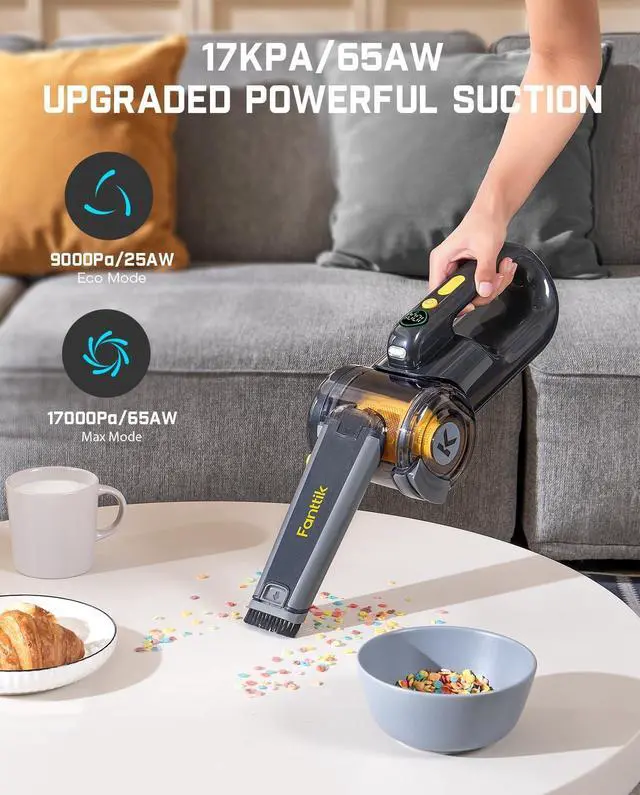 Alt view image 4 of 7 - Fanttik Fold V10 Ultra Deluxe Handheld Vacuum Cordless, 17kPa Suction Power, Charging Base, Pivot Nozzle, Up to 35 Mins Runtime, Smart LED Display, Cordless Dustbuster Vacuum for Home, Car