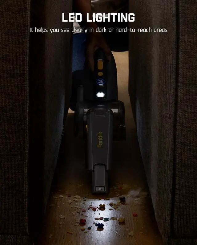 Alt view image 7 of 7 - Fanttik Fold V10 Ultra Deluxe Handheld Vacuum Cordless, 17kPa Suction Power, Charging Base, Pivot Nozzle, Up to 35 Mins Runtime, Smart LED Display, Cordless Dustbuster Vacuum for Home, Car