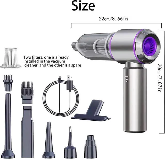 Alt view image 6 of 6 - Airified Pro Car Vacuum, 3 in 1 New Pro V2 Portable 29000 Pa Suction Air Blower/Car Vacuum, Rechargeable High Power Cordless Vacuum Cleaner for Home, Long Lasting Battery Mini Vacuum Cleaner