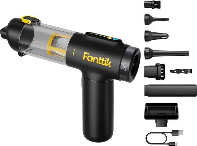 Main image of Fanttik Slim V10 Mix Cordless Car Vacuum, 4 in 1 Handheld Air Duster, Color Smart LED Display, 16kPa Suction Power, Cordless Portable Mini Keyboard Vacuum for Car, Office Desk