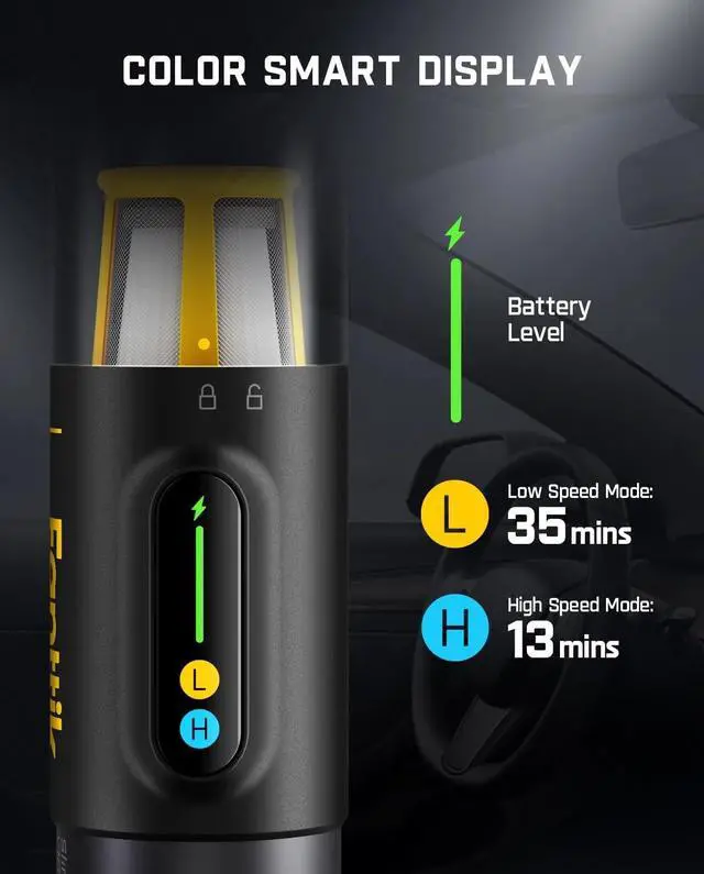 Alt view image 3 of 6 - Fanttik Slim V10 Mix Cordless Car Vacuum, 4 in 1 Handheld Air Duster, Color Smart LED Display, 16kPa Suction Power, Cordless Portable Mini Keyboard Vacuum for Car, Office Desk