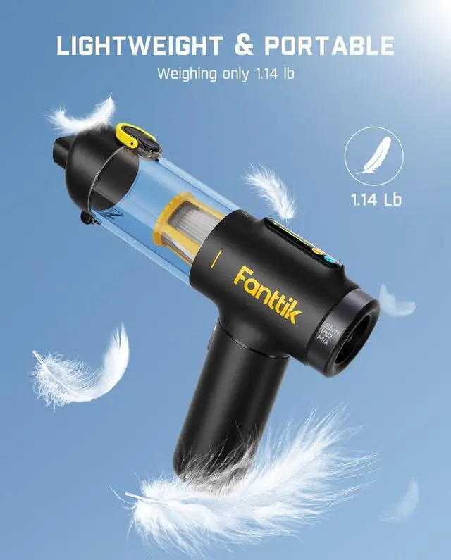 Alt view image 6 of 6 - Fanttik Slim V10 Mix Cordless Car Vacuum, 4 in 1 Handheld Air Duster, Color Smart LED Display, 16kPa Suction Power, Cordless Portable Mini Keyboard Vacuum for Car, Office Desk