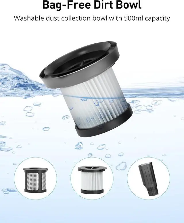 Alt view image 5 of 7 - Successor Handheld Vacuum, Cordless Vacuum 15KPA Powerful Car Vacuums, Rechargeable, Charging Dock, Ergonomic Handle, 2-in-1 Crevice Tool, Portable Handheld Vacuums with 2-Speed for Car