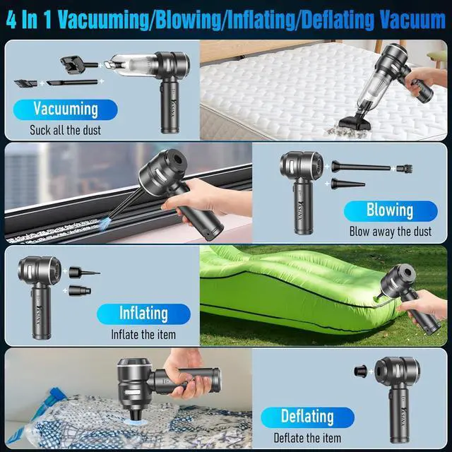 Alt view image 3 of 6 - Car Vacuum Cleaner High Power,18000PA Handheld Vacuum Cordless with Brushless Motor,4 in 1 Portable Mini Vacuum Cleaner & Air Duster,3 Gear,Small Handheld Vacuum Rechargeable for Car,Home