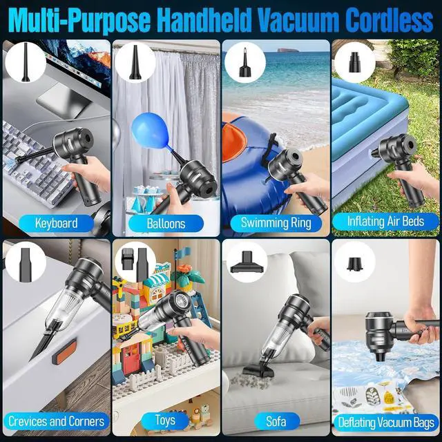 Alt view image 4 of 6 - Car Vacuum Cleaner High Power,18000PA Handheld Vacuum Cordless with Brushless Motor,4 in 1 Portable Mini Vacuum Cleaner & Air Duster,3 Gear,Small Handheld Vacuum Rechargeable for Car,Home