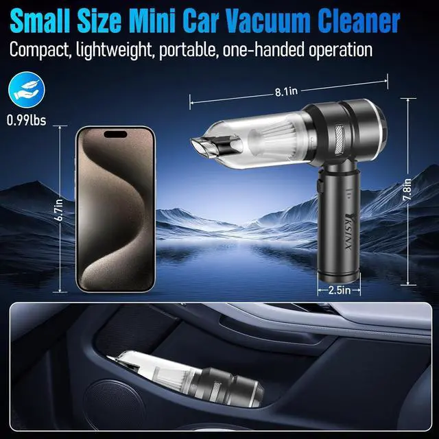 Alt view image 5 of 6 - Car Vacuum Cleaner High Power,18000PA Handheld Vacuum Cordless with Brushless Motor,4 in 1 Portable Mini Vacuum Cleaner & Air Duster,3 Gear,Small Handheld Vacuum Rechargeable for Car,Home