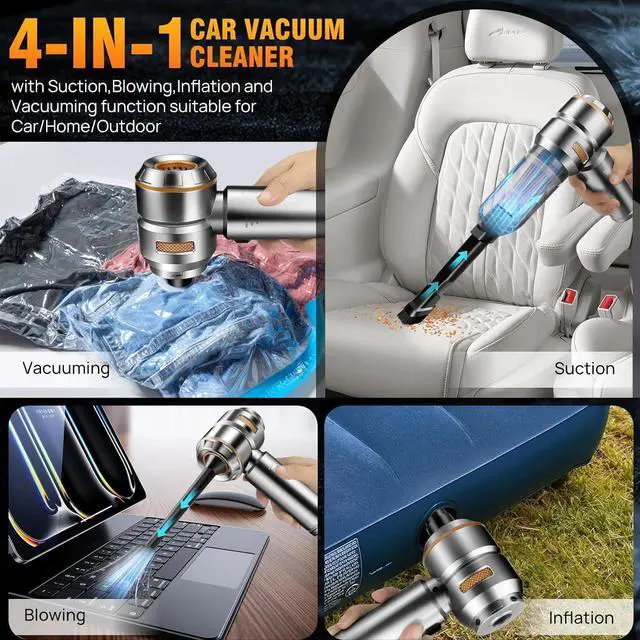 Alt view image 4 of 7 - Mini Car Vacuum Cleaner,20000PA 4-in-1 Cordless Handheld Vacuum Cleaner with 6000mAh Battery Brushless Motor Hand Held Vacuum Air Duster & Air Blower & Pump for Car,Office and Home Cleaning