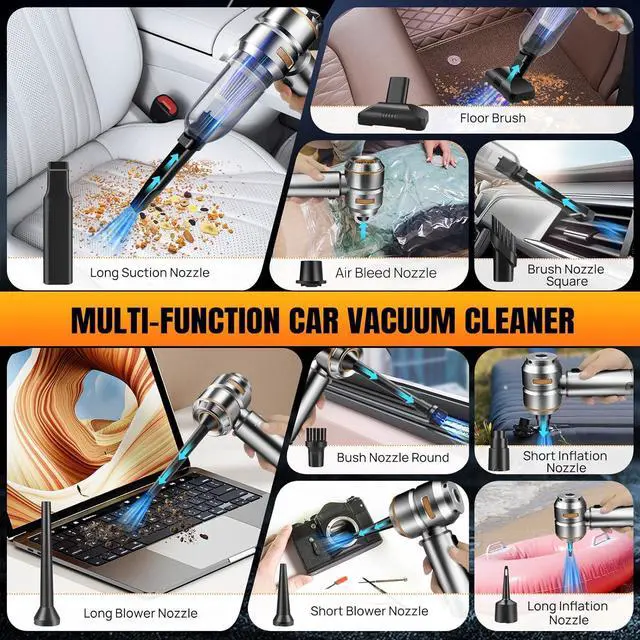Alt view image 7 of 7 - Mini Car Vacuum Cleaner,20000PA 4-in-1 Cordless Handheld Vacuum Cleaner with 6000mAh Battery Brushless Motor Hand Held Vacuum Air Duster & Air Blower & Pump for Car,Office and Home Cleaning