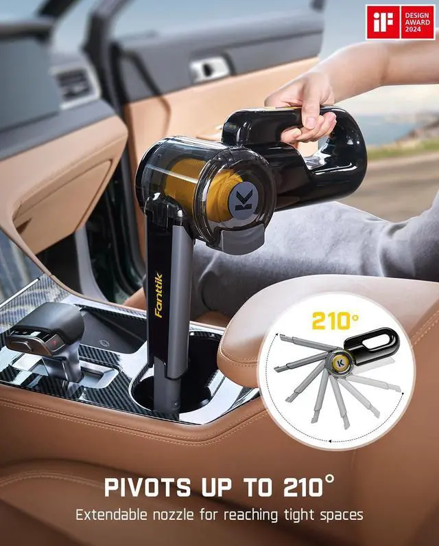 Alt view image 2 of 7 - Fanttik Fold V10 APEX Pivot Cordless Car Vacuum, 17000Pa Handheld Vacuum Suction Power, Smart LED Display, Portable for Car Home Pet (Deluxe with Flexible Hose&Pet Brush)