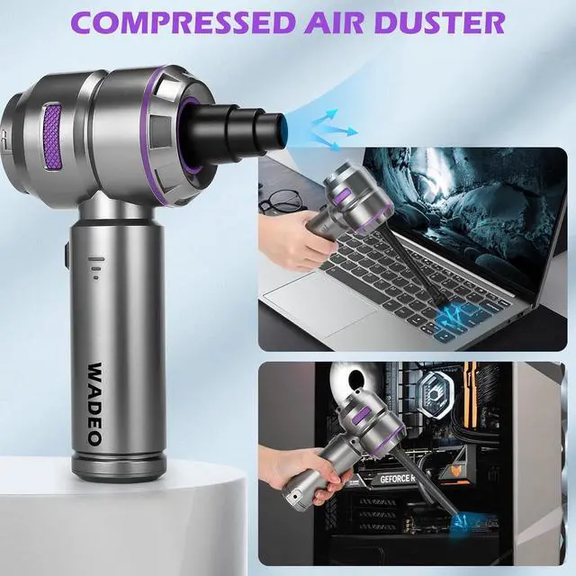 Alt view image 3 of 7 - WADEO Handheld Vacuum Cordless, 4-in-1 21000PA Brushless Car Vacuum & 210000RPM Air Duster 7500mAh Battery Air Blower Wireless Handheld Vacuum for Car, Office and Home Cleaning
