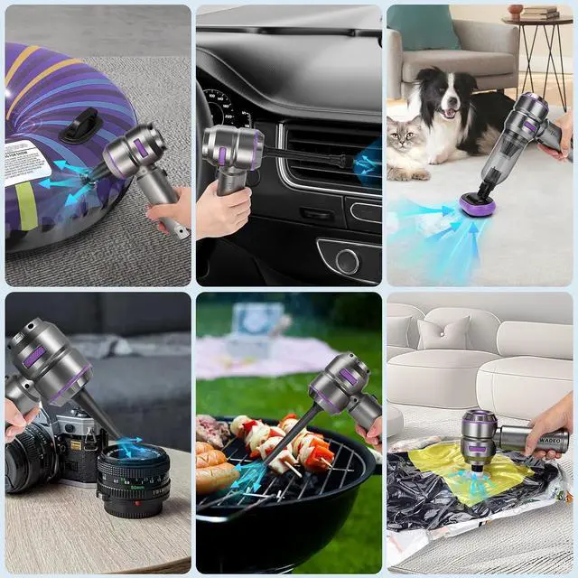 Alt view image 6 of 7 - WADEO Handheld Vacuum Cordless, 4-in-1 21000PA Brushless Car Vacuum & 210000RPM Air Duster 7500mAh Battery Air Blower Wireless Handheld Vacuum for Car, Office and Home Cleaning