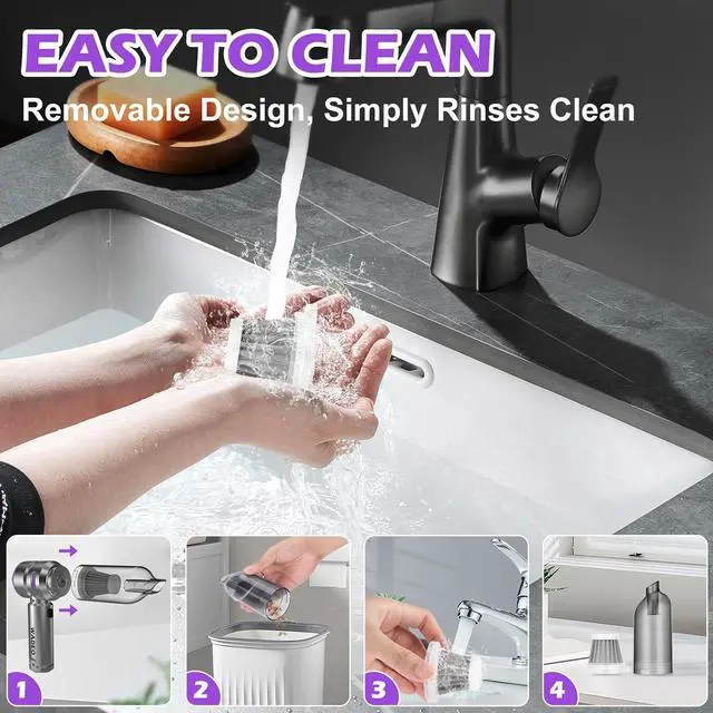 Alt view image 7 of 7 - WADEO Handheld Vacuum Cordless, 4-in-1 21000PA Brushless Car Vacuum & 210000RPM Air Duster 7500mAh Battery Air Blower Wireless Handheld Vacuum for Car, Office and Home Cleaning