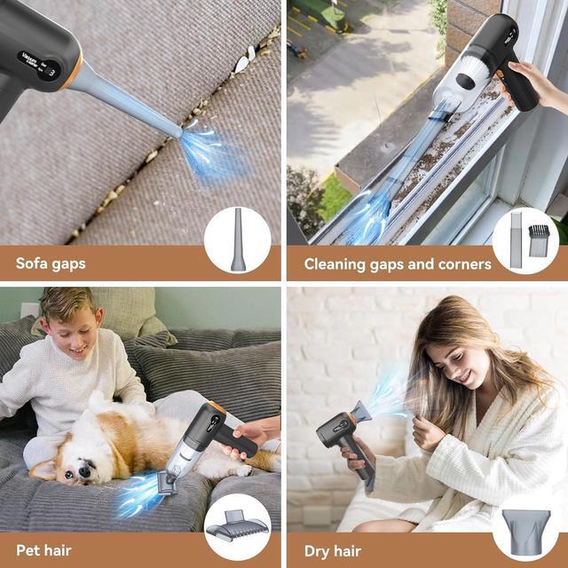 Alt view image 5 of 7 - Handheld Car Vacuum Cleaner, 15000Pa Cordless and Air Duster, Portable Strong Suction With LED Display, Rechargeable Blower Mini for Home Pet Hair Dust