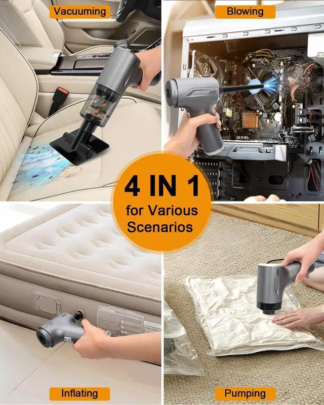Alt view image 3 of 7 - Car Handheld Vacuum Cordless 4 in 1, 20000PA Car Vacuums Cleaner Portable Brushless Motor High Power Suction, Mini Hand Held Dust Busters Rechargeable with Multi Accessories for Home/Pet