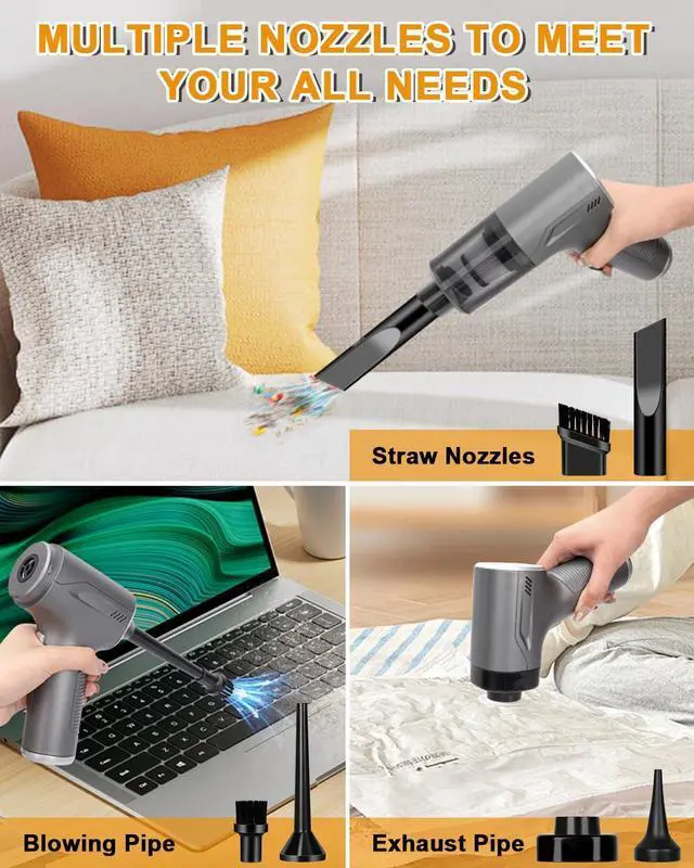Alt view image 4 of 7 - Car Handheld Vacuum Cordless 4 in 1, 20000PA Car Vacuums Cleaner Portable Brushless Motor High Power Suction, Mini Hand Held Dust Busters Rechargeable with Multi Accessories for Home/Pet