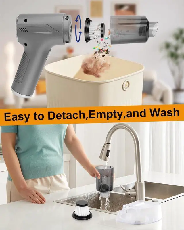 Alt view image 5 of 7 - Car Handheld Vacuum Cordless 4 in 1, 20000PA Car Vacuums Cleaner Portable Brushless Motor High Power Suction, Mini Hand Held Dust Busters Rechargeable with Multi Accessories for Home/Pet
