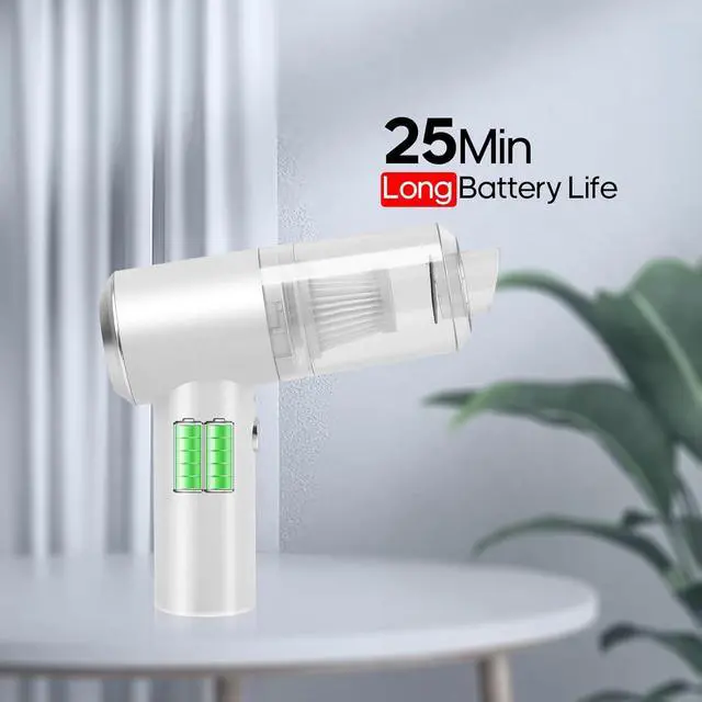 Alt view image 4 of 7 - Mini Car Vacuum Cleaner(4500 pa) Portable Cordless Rechargeable,Tiny Handheld Vacuum, Computer Hand Vacuum for Keyboard and Laptop, Mini Hand Held Vac for Car and Home /V01/White